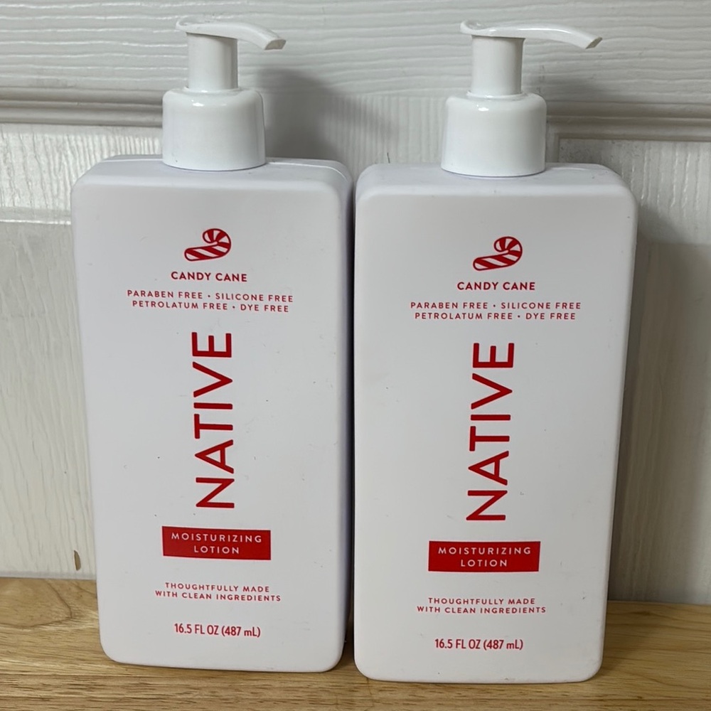 2 NEW NATIVE Limited Edition Candy Cane Scented Body Moisturizing Lotion 16.5 oz